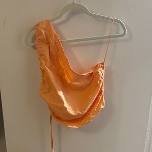 GB Girls Tangerine Ruched One-Shoulder Top